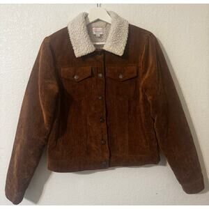 Miss‎ Posh Corduroy Jacket Sherpa Collar and Lining Brown Size Small